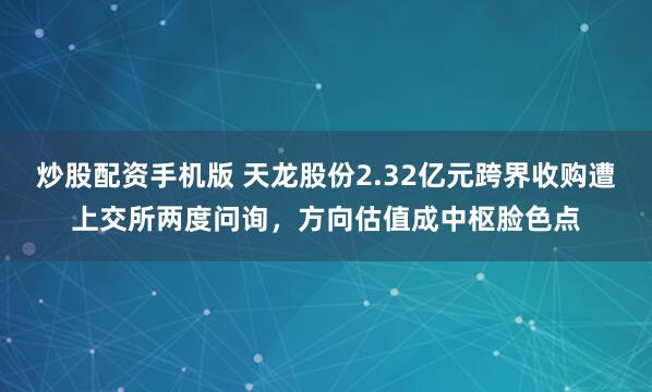 炒股配资手机版 天龙股份2.32亿元跨界收购遭上交所两度问询，方向估值成中枢脸色点